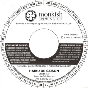 Monkish Brewing Co. Haiku De Saison