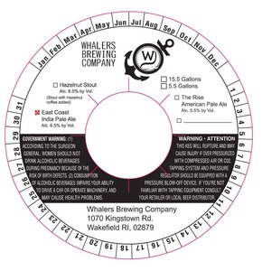 Whalers Brewing Company East Coast India Pale Ale April 2016