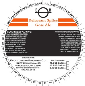 Escutcheon Brewing Company Reluctant Splice Gose Ale