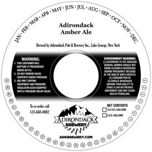 Adirondack Brewery Adirondack Amber Ale April 2016