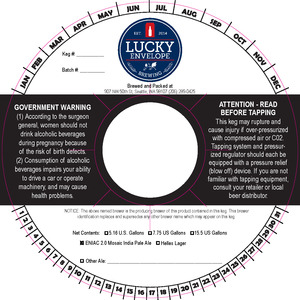 Lucky Envelope Brewing April 2016