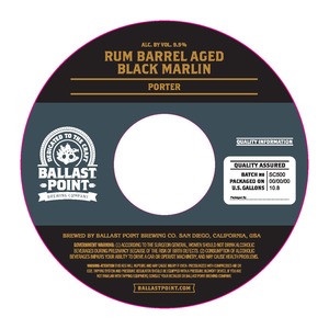 Ballast Point Rum Barrel Aged Black Marlin April 2016