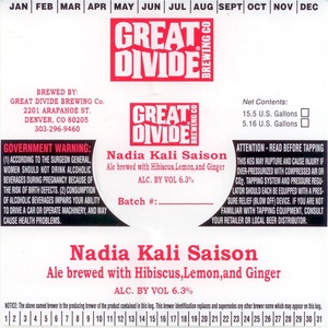 Great Divide Brewing Company Nadia Kali