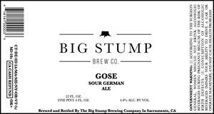 Big Stump Brewing Company Gose Sour German Ale