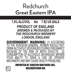 Redchurch Great Eastern IPA April 2016