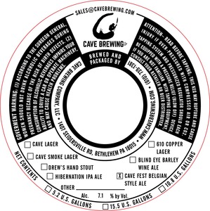 Cave Brewing Company Cave Fest Belgian Style Ale