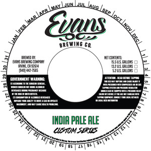 Custom India Pale Ale April 2016