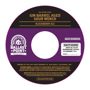Ballast Point Gin Barrel Aged Sour Wench April 2016