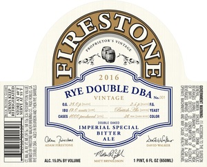 Firestone Walker Brewing Company Rye Double Dba