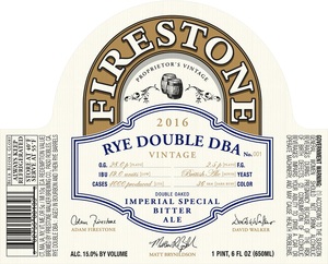 Firestone Walker Brewing Company Rye Double Dba May 2016