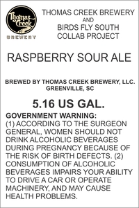 Thomas Creek Brewery Raspberry Sour April 2016