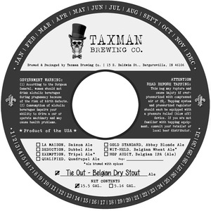 Tie-out Belgian Dry Stout May 2016