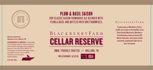 Blackberry Farm Plum Basil Saison April 2016