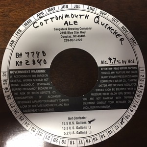 Saugatuck Brewing Company Cotton Mouth Quencher May 2016