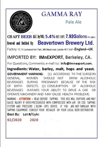 Beavertown Brewery Ltd Gamma Ray Pale Ale