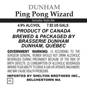 Brasserie Dunham Ping Pong Wizard May 2016