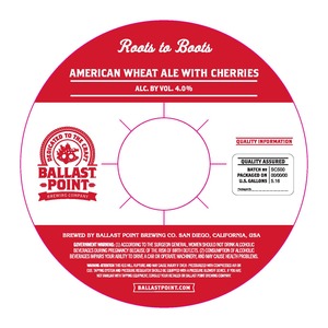 Ballast Point Roots To Boots Wheat Ale With Cherries May 2016