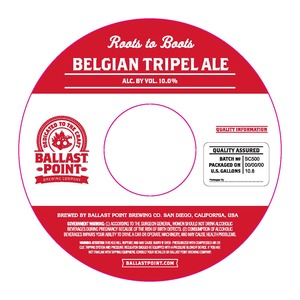 Ballast Point Roots To Boots Belgian Tripel Ale