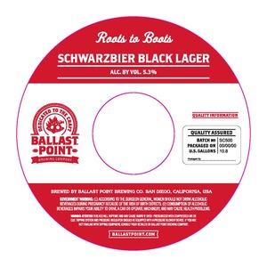 Ballast Point Roots To Boots Schwarzbier Black Lager May 2016