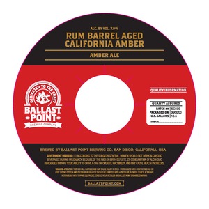 Ballast Point Rum Barrel Aged California Amber May 2016