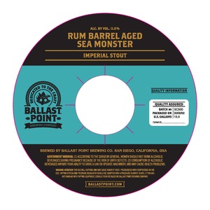 Ballast Point Rum Barrel Aged Sea Monster May 2016