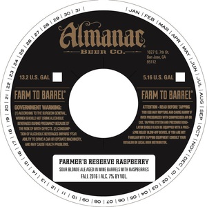 Almanac Beer Co. Farmer's Reserve Raspberry