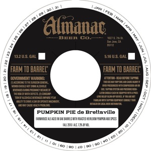 Almanac Beer Co. Pumpkin Pie De Brettaville May 2016