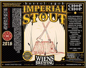 Wiens Brewing Company Barrel Aged Imperial Stout May 2016