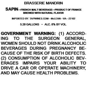 Brasserie Mandrin Sapin May 2016