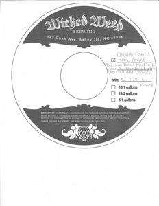 Wicked Weed Brewing Chocolate Covered Black Angel May 2016