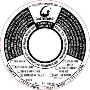 Cave Brewing Company Hibernation IPA Ale