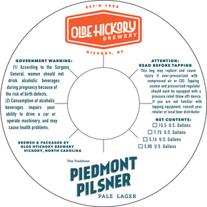 Olde Hickory Brewery Piedmont Pilsner May 2016