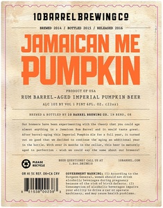 10 Barrel Brewing Co. Jamaican Me Pumpkin May 2016