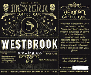 Westbrook Brewing Company Mexican Coffee Cake