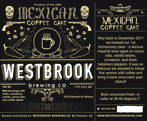 Westbrook Brewing Company Mexican Coffee Cake June 2016