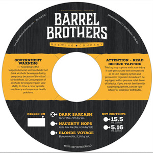 Barrel Brothers Brewing Company Dark Sarcasm June 2016