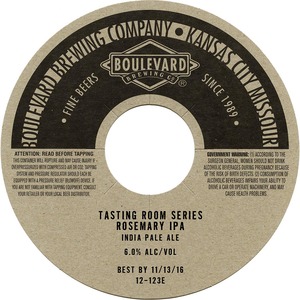 Boulevard Tasting Room Rosemary IPA May 2016