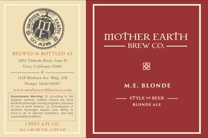 Mother Earth Brew Co Mother Earth Blonde Ale