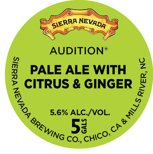 Sierra Nevada Audition Pale Ale With Citrus & Ginger June 2016