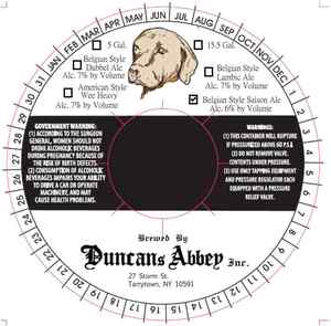 Duncan's Abbey Inc Belgian Style Saison Ale May 2016