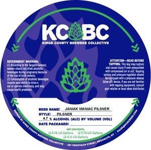 Kings County Brewers Collective Janiak Maniac Pilsner June 2016