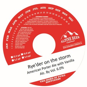 Alpine Beer Company Rye'der On The Storm