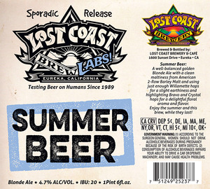 Lost Coast Brewery Summer Beer