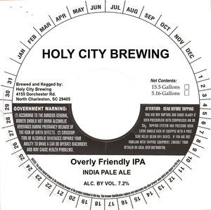 Holy City Brewing Overly Friendly IPA June 2016