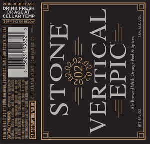 Stone Vertical Epic Ale June 2016