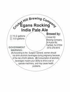 Cricket Hill Brewery Egans Rocking India Pale Ale June 2016