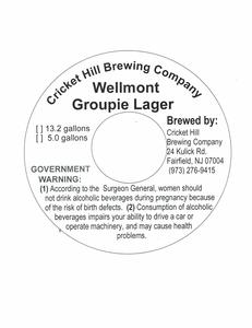 Cricket Hill Brewery Wellmont Groupie Lager June 2016