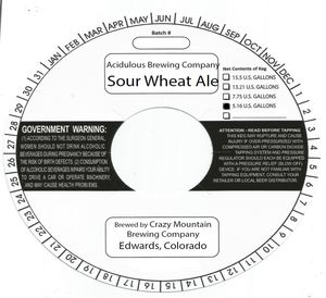 Acidulous Brewing Company Sour Wheat Ale June 2016