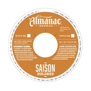 Almanac Beer Co. Saison Dolores June 2016