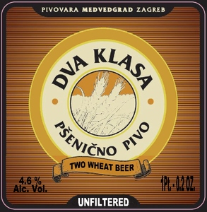 Pivovara Medvedgrad Dva Klasa - Two Wheat Beer